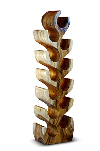 Kinaree XL Suar Weinregal für 12 Flaschen – Handgefertigtes Holzregal aus Massivholz – Dekoratives Flaschenregal für Wohnzimmer, Küche oder Bar von Kinaree