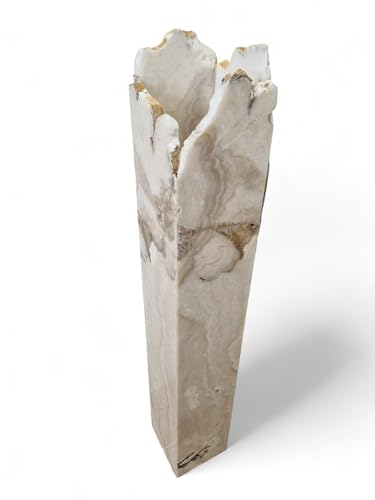 Kinaree Onyx Marmor Stehlampe - schwere Naturstein Stehleuchte in 3 Größen - Luxuriöse Naturstein Lampe für den Eingangsbereich oder auch Wohnzimmer mit elegantem Touch (L: 125x20x20cm) von Kinaree