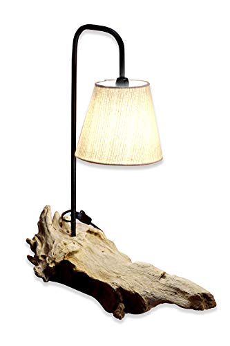 Kinaree Treibholz Tischlampe KOLOA - 48 cm Tisch Leuchte mit Lampenschirm aus Treib Holz, geeignet für Wohnzimmer, Flur, Schlafzimmer oder Badezimmer von Kinaree