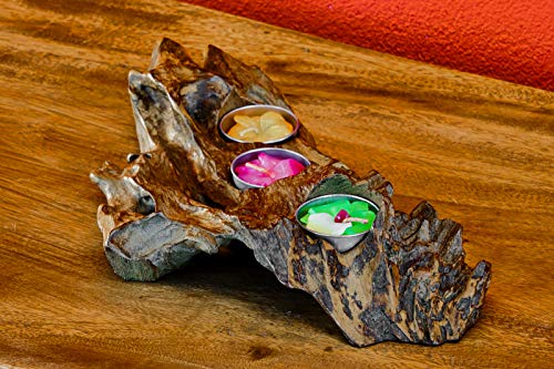 Kinaree Wurzelholz Kerzenständer - Teak Teelichthalter Formen - Dekoration aus Teak Wurzelholz (Natur - 3 Lichter) von Kinaree