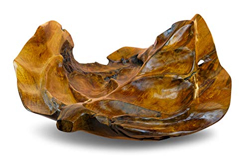 Kinaree Wurzelholz Schale Blatt – Handgefertigte Teakholz Dekoschale aus Indonesien – Naturholz Schale für Obst, Schlüssel oder Deko – Unikat aus massivem Teak Wurzelholz von Kinaree