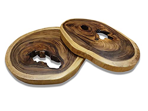 Suar Holz Baumscheibe - DIY Beistelltisch - Akazie Massivholz Tischplatte - Lampenplatte zum kreativen Selber Bauen in 3 Größen (40-50 cm) von Kinaree