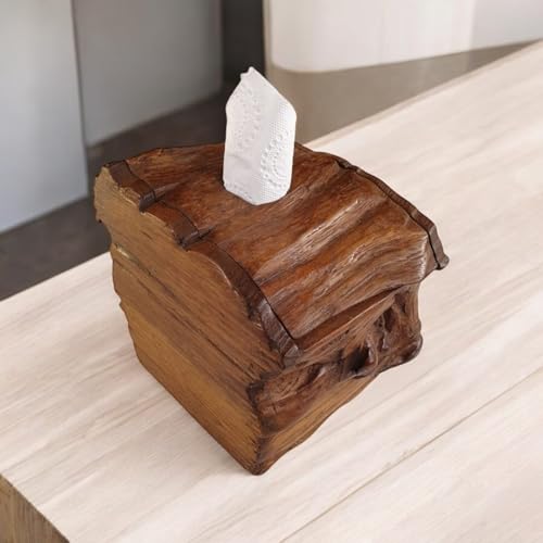 Teak Altholz Tuchbox - Schachtel in rustikaler oder thailändischer Optik in verschiedenen Größen und Mustern - Massivholz Schatulle auch als Schmuckkästchen geeignet (Teak Holz Tuchbox klein) von Kinaree