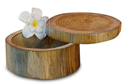Kinaree Teak Baumstamm Dose - Schmuckschatulle in 2 Größen und Farben - Gastgeschenk Mitbringsel oder Geschenkverpackung in Baumstammoptik (Natur - L) von Kinaree