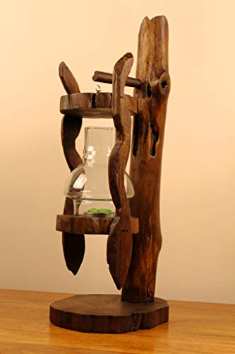 Kinaree Teak Laterne Windlicht - Teak Windlicht - 2 Lichter - Stehend oder Hängend - Braun von Kinaree