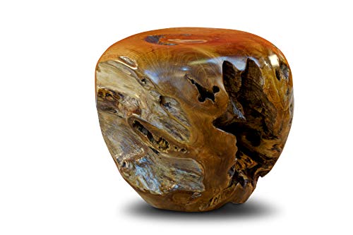 Teak Wurzelholz Kugel - 40cm Beistelltisch in Form Einer Kugel aus massivem Wurzelholz, auch geeignet als Podest oder Blumenständer von Kinaree