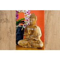 Buddha Statue Suar Massivholz | Ca. 34cm Holz Schnitzerei Aus Naturholz von KinareeDE