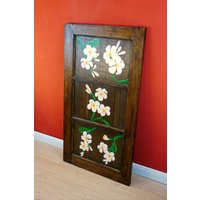 Gemälde Frangipani Auf Teak Altholz 80 - 100 cm 2 Größen | Leelawadee Plumeria Malerei Altem Fensterladen Aus Massivholz Thailand von KinareeDE