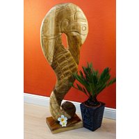 Suar Holz Seepferdchen Skulptur 85 cm | Massivholz Schnitzerei Aus Akazien Statue Für Meeres Liebhaber Als Deko Objekt von KinareeDE