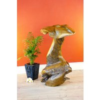 Wurzel Holz Pilz Skulptur | 40 - 60 cm Großer Aus Teakholz/Garten Balkon Oder Terrasse Dekoration Massivholz von KinareeDE