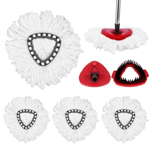 4 Stück Moppköpfe Kompatibel mit Vileda Turbo Wischmop, Mikrofaser Wischmob Ersatzmop Moppköpfe, Wird mit 1 Abdeckung und 1 Bürste geliefert für Vileda Bodenwischer Ersatzbezug von Kinberry