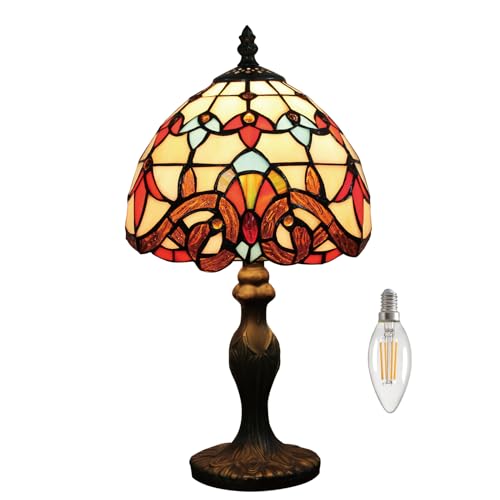 Kinbolas 8 "Tischlampe Tiffany-Stil Buntglas Lampenschirme Vintage Schreibtischlampe Kleine Nachttischlampe Schlafzimmer Wohnzimmer Büro Lesen Antik Art Deco(Color:A-8) von Kinbolas