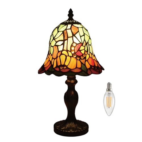 Kinbolas 8 "Tischlampe Tiffany-Stil Buntglas Lampenschirme Vintage Schreibtischlampe Kleine Nachttischlampe Schlafzimmer Wohnzimmer Büro Lesen Antik Art Deco(Color:M-6) von Kinbolas