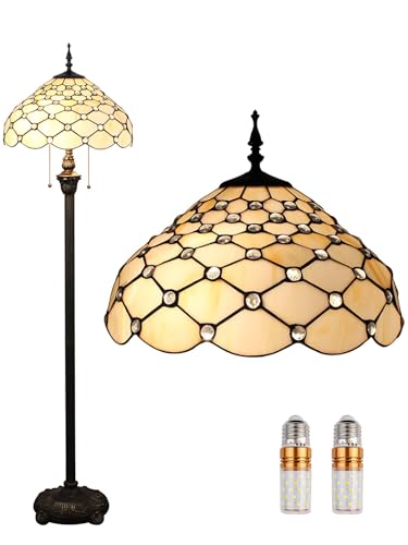 Kinbolas Tiffany Style 16 Zoll Stehlampe Buntglas Lampenschirm Steh Leselampen Vintage Boho Art Deko Schlafzimmer Wohnzimmer Arbeitszimmer Esszimmer Geschenk - Pedal Switch(Color:B-8) von Kinbolas