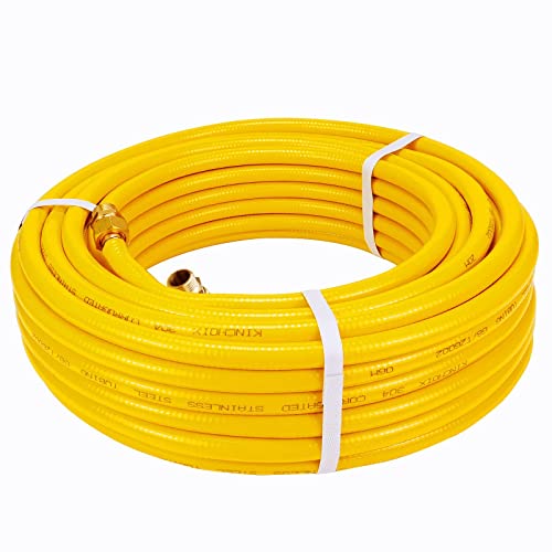 Kinchoix Erdgasleitung, Gasschlauch-Set für Bauheizungen, NG-Gerät, Propan-Ausrüstung mit 2 männlichen Armaturen, 21,3 m, 1,27 cm von Kinchoix