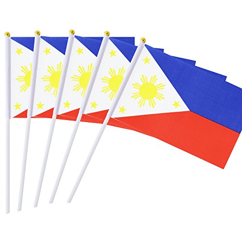 Kind Girl 50 Stück Hand Held Flagge Stick Flagge Rund Top National Land Flaggen 8.2" x 5.5'' Philippines von Kind Girl