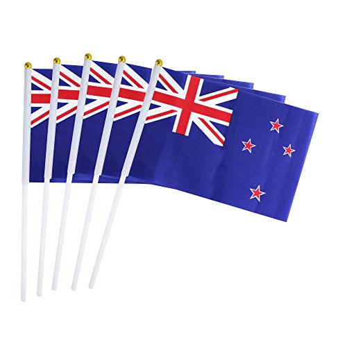 Kind Girl Art Mädchen 50 Stück Hand Held Flagge Klein Mini Flagge Round Top National Land Flaggen 8.2" x 5.5'' New Zealand von Kind Girl