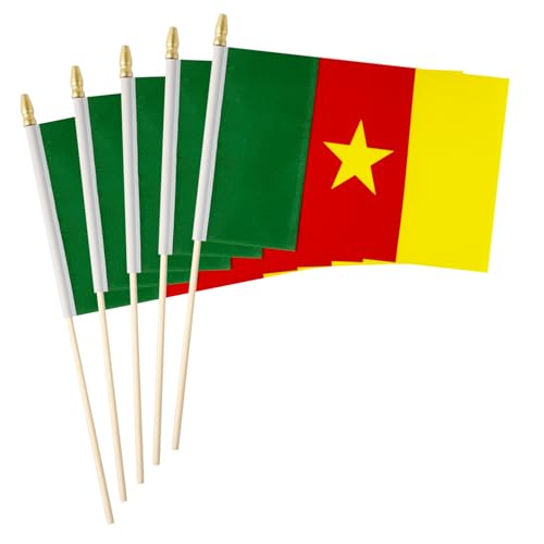 Kleine Mini-Holzflagge, geeignet für verschiedene Feiertage, Weltmeisterschaft, Nationalfeiertag und Nationalflagge, Kamerun, 5 Stück von Kind Girl