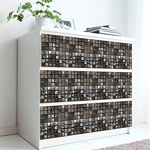 FliesenaufkleberBraungraue Geometrie Mosaikfliesen PVC Klebefliesen Wasserdicht Fliesenaufkleber Bad Küchenrückwand Selbstklebend Ölfest Tile Sticker Wandfliesen Fliesen Folie Abziehbar 20x20cm/10 Pcs von Kinde