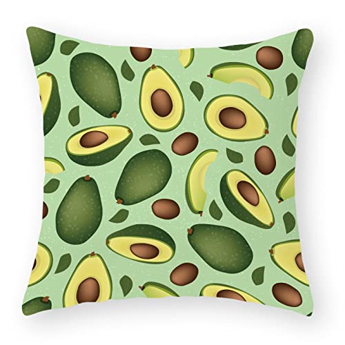 Kissenbezug 60x60 Grüne Braune Avocado Couchkissen Superweicher Baumwolle Hanf Kissenbezüge Resistent Atmungsaktiv Kopfkissenbezug Verdecktem Zip Voll Waschbar Sofakissen 60x60cm/1 Pcs von Kinde