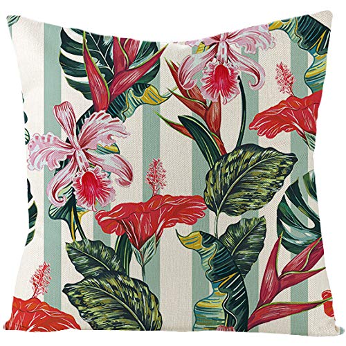 Kissenbezug 60x60 Rote Blume Couchkissen Superweicher Baumwolle Hanf Kissenbezüge Resistent Atmungsaktiv Kopfkissenbezug Verdecktem Zip Voll Waschbar Sofakissen 60x60cm/1 Pcs von Kinde