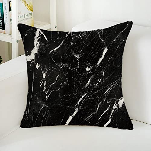 Kissenbezug 80x80 Schwarzer Weißer Marmor Kopfkissenbezug 80x80 Superweicher Baumwolle Hanf Couchkissen Resistent Atmungsaktiv Kissenbezüge 80x80 Verdecktem Zip Voll Sofakissen 80x80cm/1 Pcs von Kinde