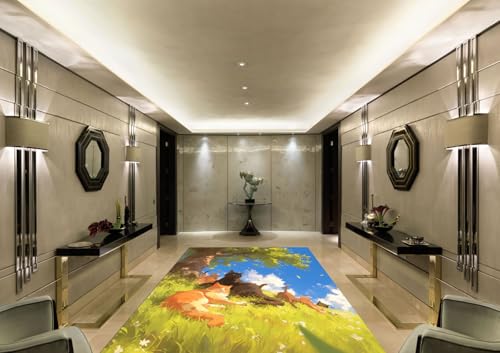 Teppich Wohnzimmer Blau Gelb Schwarz50x80cm Fußmatte Waschbar Wind und Regenschutz Mit Rutschschutz Türmatte Wasserabsorbierend Modern Ultraweich Puffy von Kinde