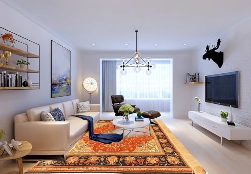 Teppich Wohnzimmer Gelb Orange Schwarz50x80cm Fußmatte Waschbar Wind und Regenschutz Mit Rutschschutz Türmatte Wasserabsorbierend Modern Ultraweich Puffy von Kinde