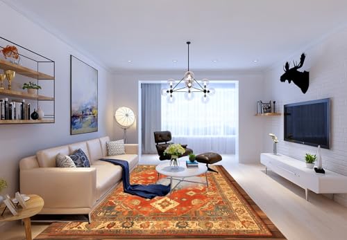 Teppich Wohnzimmer Gelb Rot Dunkelgrün50x80cm Fußmatte Waschbar Wind und Regenschutz Mit Rutschschutz Türmatte Wasserabsorbierend Modern Ultraweich Puffy von Kinde