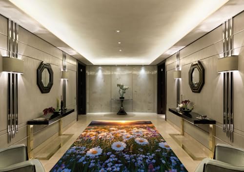 Teppich Wohnzimmer Gelb Weiß50x80cm Fußmatte Waschbar Wind und Regenschutz Mit Rutschschutz Türmatte Wasserabsorbierend Modern Ultraweich Puffy von Kinde