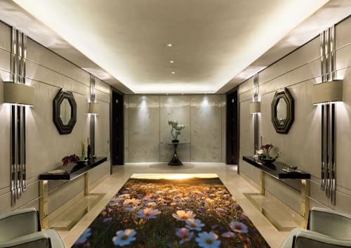 Teppich Wohnzimmer Gelbe Blumencluster50x80cm Fußmatte Waschbar Wind und Regenschutz Mit Rutschschutz Türmatte Wasserabsorbierend Modern Ultraweich Puffy von Kinde