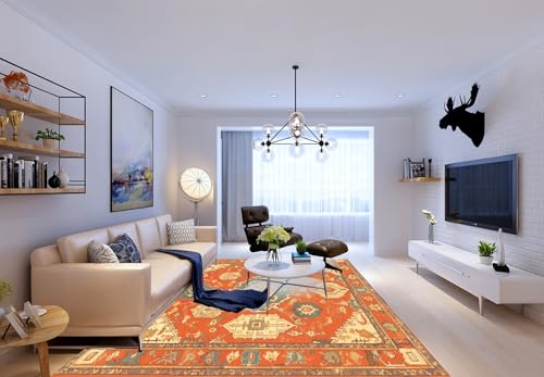 Teppich Wohnzimmer Orange Blau Gelb50x80cm Fußmatte Waschbar Wind und Regenschutz Mit Rutschschutz Türmatte Wasserabsorbierend Modern Ultraweich Puffy von Kinde