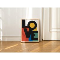 Typografie Print, Love Wand Kunst Illustration, A3 A4 A2 Geschenk, Großer Kunstdruck, 50Er 60Er 70Er Retro Drucke, Lgbtq Regenbogenfarben , Ungerahmt von KinderPlanetCompany