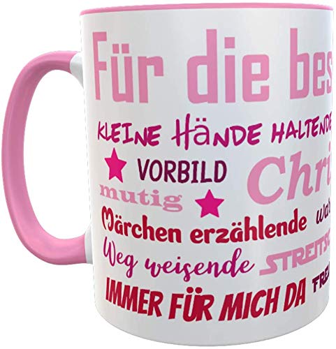 Danke-Tasse für Erzieherin oder Kindergärtnerin inkl. Geschenkverpackung, Danke sagen, Sprüche, Abschiedsgeschenk, Geburtstagsgeschenk für Kindergarten-Erzieherin (rosa Wunschname) von Kinderlampenland