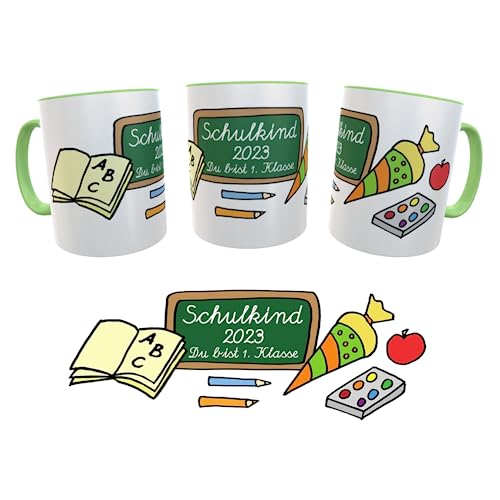 Einschulungs-Tasse Schulkind Du bist 1. Klasse zur Einschulung inkl. Geschenkverpackung Mädchen Jungen von Kinderlampenland