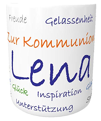 Kilala Kommunion Tasse mit Namen Wünsche Geschenk Glückwunsch Heilige Erstkommunion von Kinderlampenland