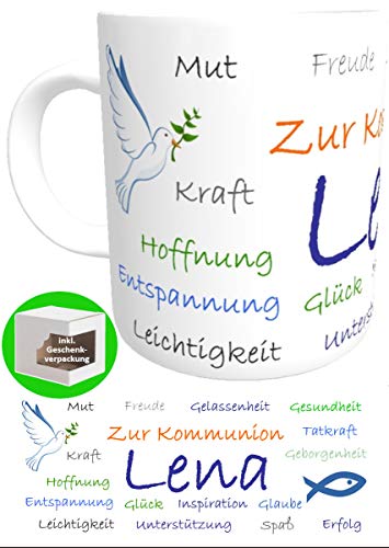 Tasse Kommunion mit Namen Geschenk Erstkommunion Geschenkverpackung von Kinderlampenland