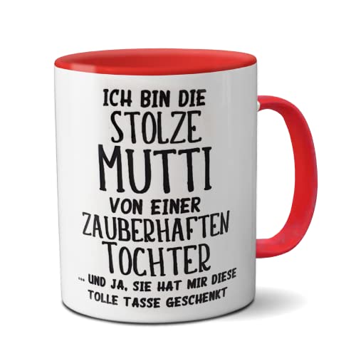 Kilala Tasse Mutti mit Spruch Ich bin stolze Mutti ...Tochter Geschenk Teetasse Muttertag Geburtstag Farbe rot/weiß von Kinderlampenland