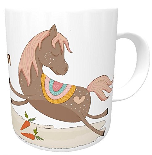 Kilala Personalisierte Kindertasse Kunststofftasse Pferd Namenstasse Reiterhof -Kindergartentasse Pferdefans braun von Kinderlampenland