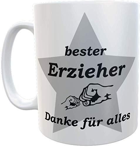 Danke-Tasse für Erzieher Danke sagen Abschiedsgeschenk Geburtstagsgeschenk (schwarz Erzieher) von Kinderlampenland