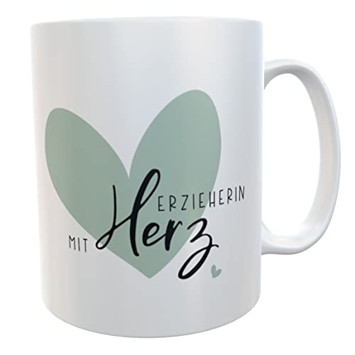 Kinderlampenland Danke-Tasse für Erzieherin oder Kindergärtnerin inkl. Geschenkverpackung, Danke sagen, Sprüche, Abschiedsgeschenk, Geburtstagsgeschenk Kindergarten-Erzieherin (Herz mit Namen) von Kinderlampenland