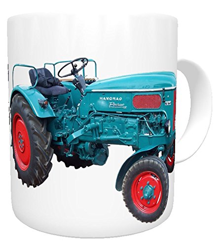 Kinderlampenland personalisierte Tasse Traktor Hanomag mit Namen Trecker Oldtimer für Landwirte Treckerfahrer blau von Kinderlampenland