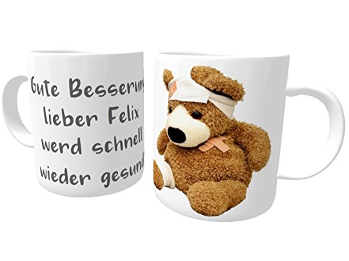 Namenstasse Gute Besserung | Kakaotasse | Teetasse |Genesungsgeschenk | Krankenhausbesuch | Gesundheit | Krankheit | Krankenhaus | incl. Geschenkverpackung von Kinderlampenland