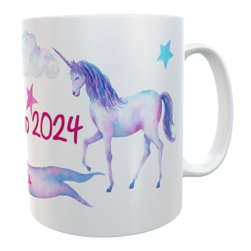 Tasse Schulkind 2024 magisches Einhorn zur Einschulung, Zuckertüte, 1.Klasse inkl. Geschenkverpackung Keramiktasse, Henkelbecher von dutis