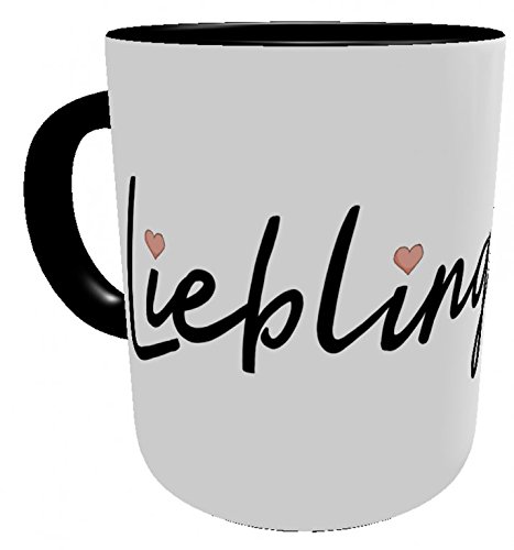 Kinderlampenland Tasse Lieblingstante, Kaffeetasse, Teetasse, Henkeltasse, Mitbringsel, Keramik, Geschenk, Schwarz, Weiß von Kinderlampenland