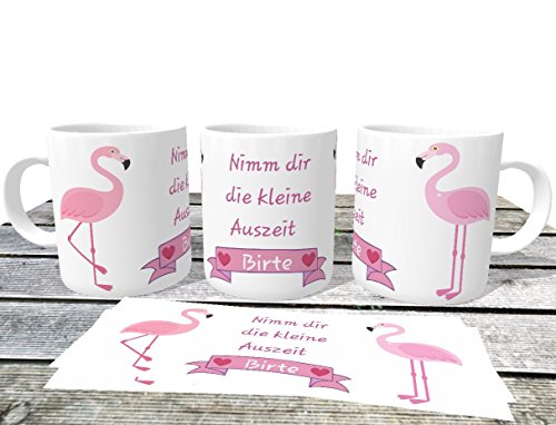 Kinderlampenland personalisierte Tasse Flamingo mit Wunschnamen Kaffeetasse Nimm dir die kleine Auszeit von Kinderlampenland