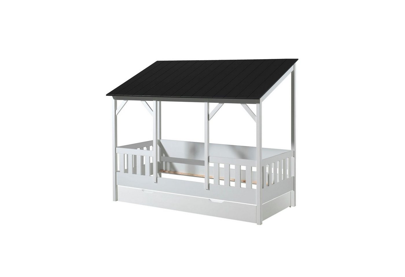 Kindermöbel 24 Hausbett Avery inkl. Dachüberbau + MDF Holz (2-tlg) von Kindermöbel 24