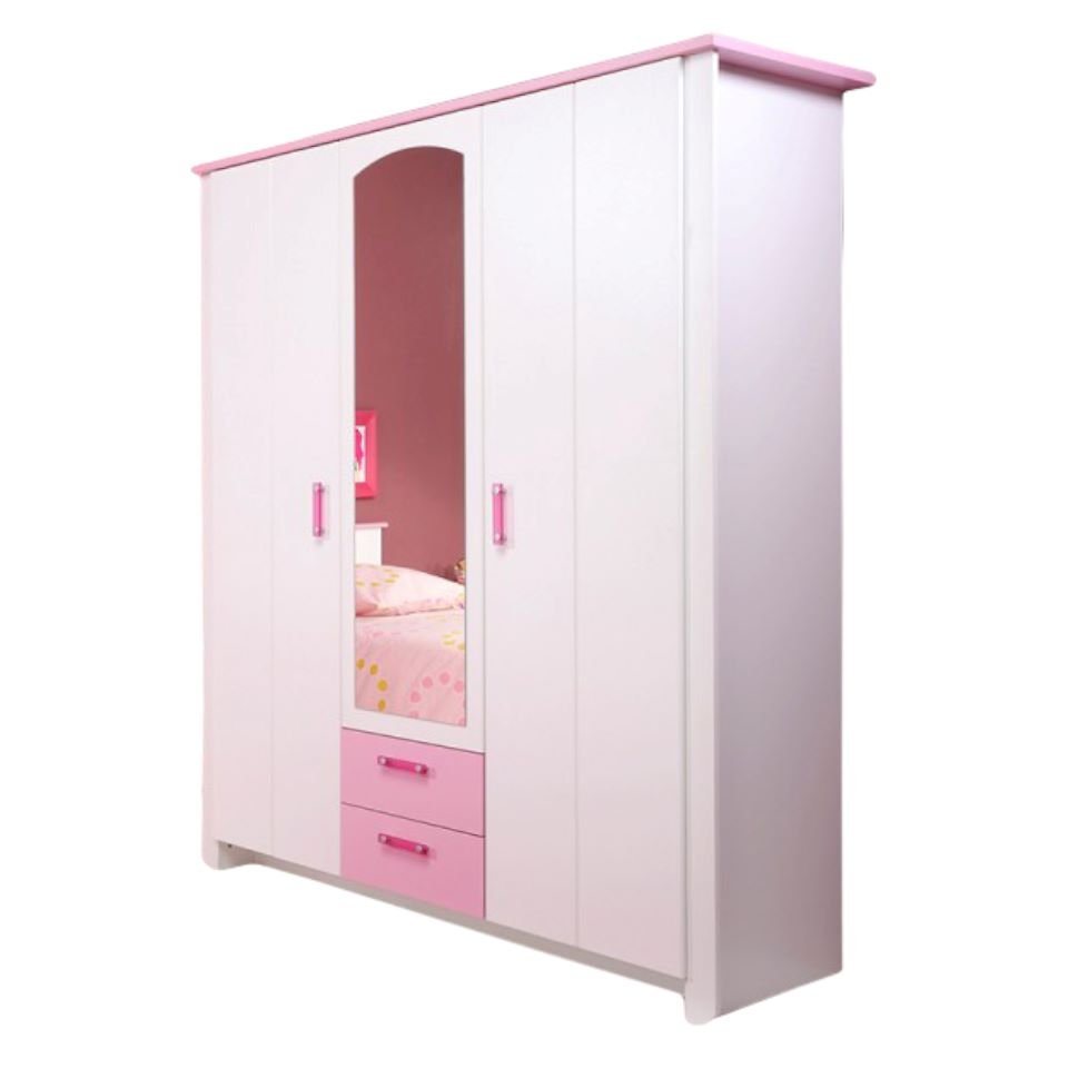 Kindermöbel 24 Kinderkleiderschrank Biotiful Parisot 3 Türen weiß - rosa von Kindermöbel 24