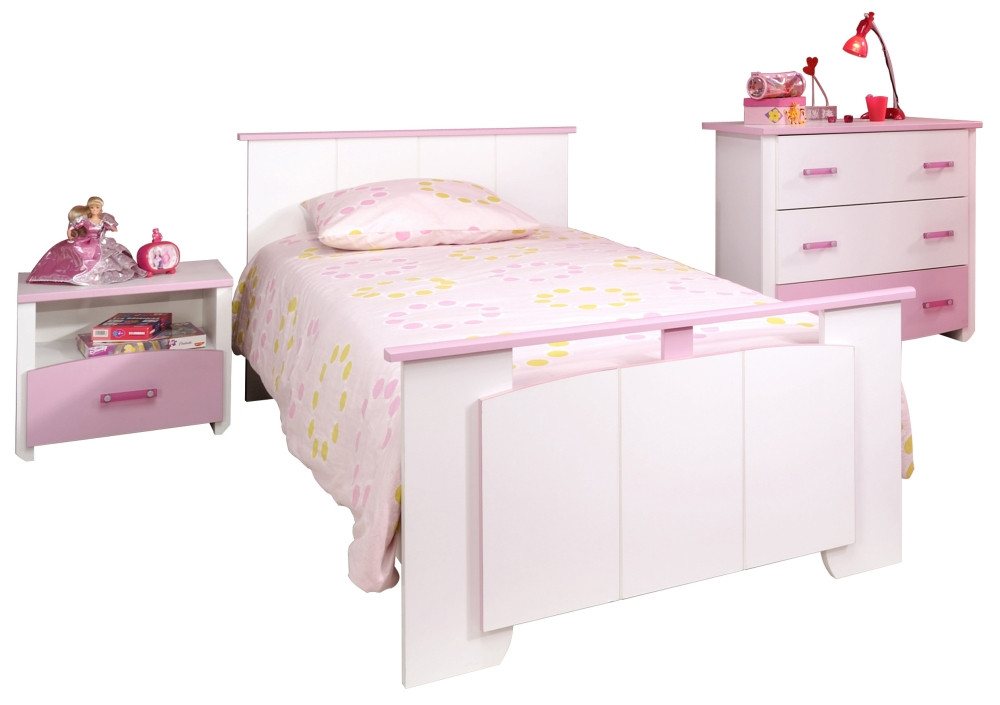 Kindermöbel 24 Komplettschlafzimmer Biotiful Parisot 3-teilig Weiß - Rosa, (3-tlg) von Kindermöbel 24