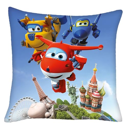 Helden | Kinder Deko-Kissen 40 x 40 cm | Super Wings | Wende-Motiv Helden | Kinder Deko-Kissen 40 x 40 cm | Super Wings | Wende-Motiv von Kinderspieleland